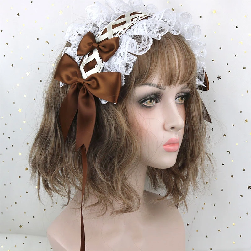 Multicolor Original Hand-made Lolita Headband Gorgeous Lace Soft Girl Anime Cosplay  Angel Handle Kc Kawaii Hair Accessories