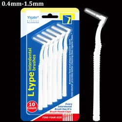 Cepillo Interdental de ortodoncia en forma de L, herramienta para el cuidado bucal, 0,4-1,5mm, 10 unidades