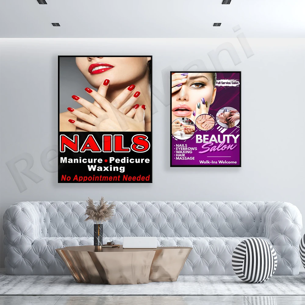 Nails Manicure Pedicure ，Beauty Salon hair nails manicure massage Advertising Poster Sign