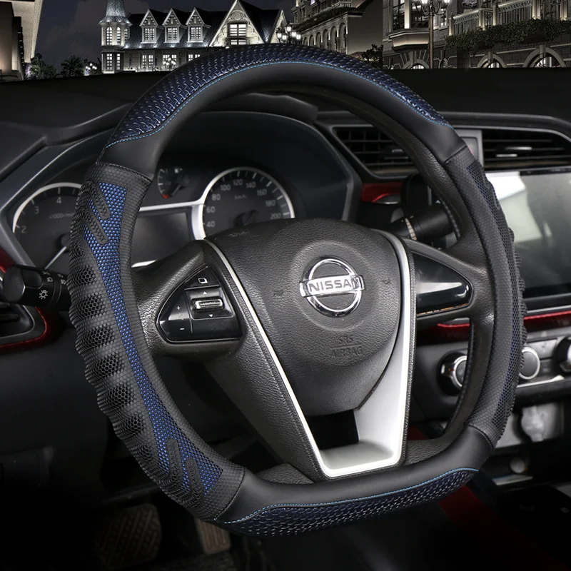 D Shape Car Steering Wheel Cover PU Leather For Nissan Qashqai J11 Nissan X-trail T32 Golf 7 Tiguan 2019 2020 Kia Optima K5 2021