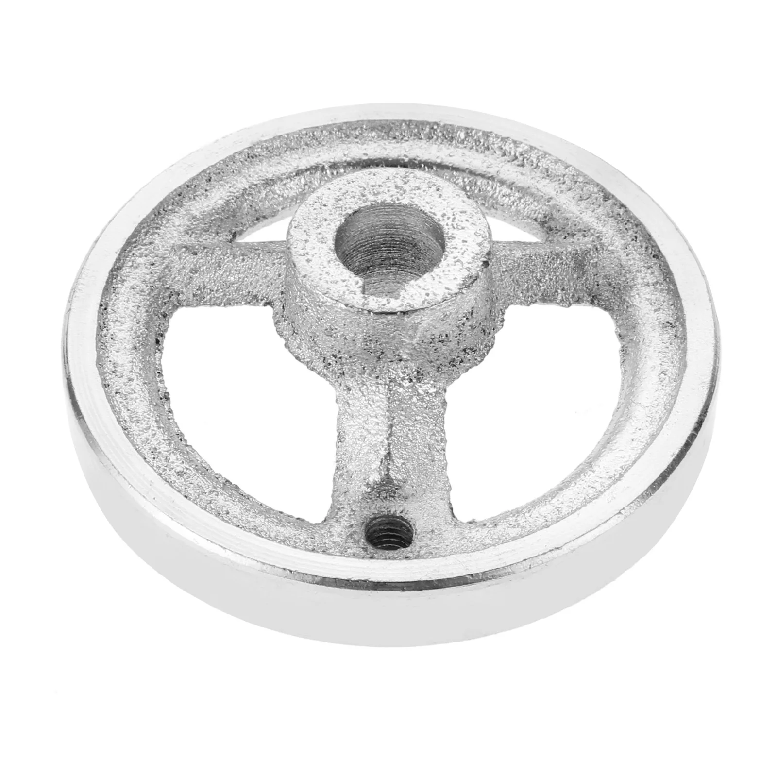 1 PC Metal Silver 3 inch (75mm) 4 Spoke Round Iron Hand Wheel For Lathe Milling Grinder Machine