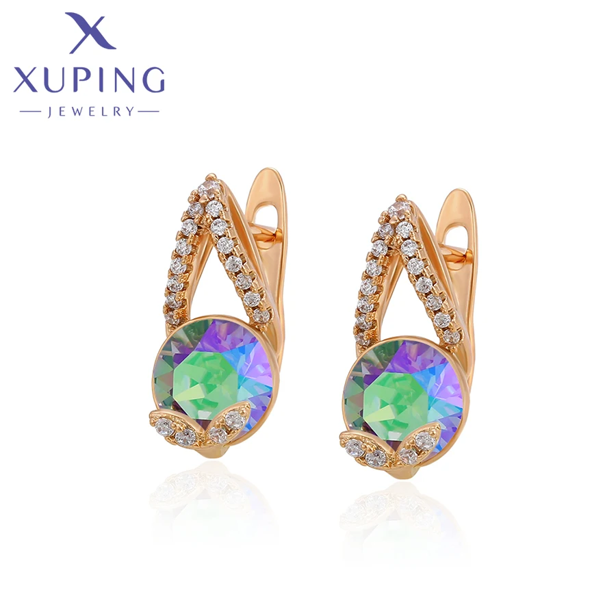 Xuping Jewelry New Arrival Fashion Gold Color Crystals Hoop Earrings for Women Party Gift A00507047