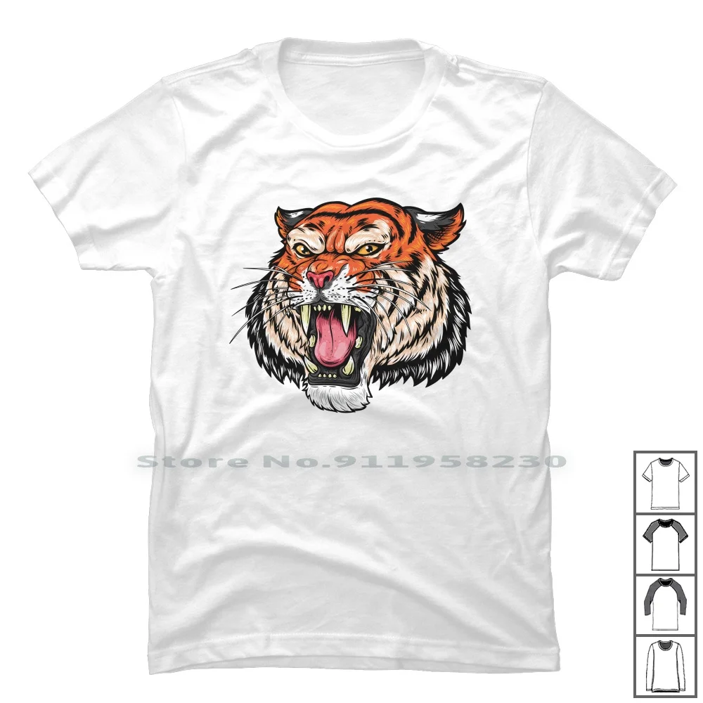 Tiger Roar T Shirt 100% Cotton Cartoon Tiger Movie Comic Tage Roar Game Age Ny Me Funny Anime