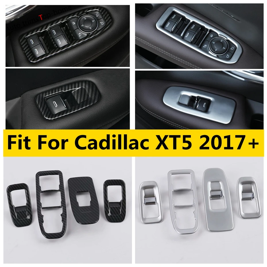 

Carbon Fiber Look / Matte Door Window Glass Lift Button Control Switch Panel Cover Trim Accessories For Cadillac XT5 2017 - 2023