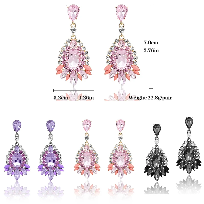 Veyofun Luxury Classic Crystal Dangle Earrings Hyperbole Drop Earrings for Women Fashion Jewelry New Gift