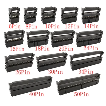 10 Uds FC 6P/8/10/12/14/16/18/20/24/26/30/34/40/50 pines paso de 2,54mm conector hembra IDC conector de Cable de cinta