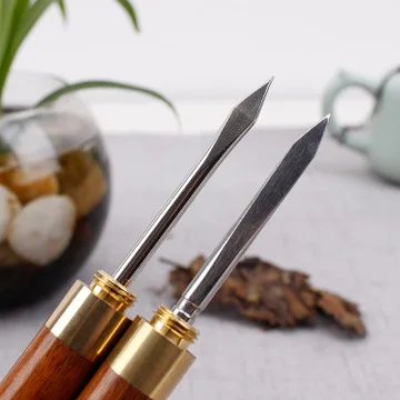 Bamboo Tea Knife Needle Pick with Wood Handle, Trumpet, Ebony, Chazi, Dao Pu, Tea, Puer Tea Tools, 1Pc