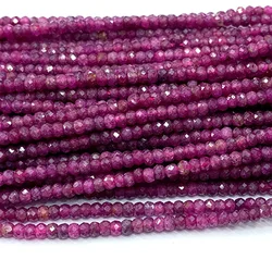 Veemake Ruby Natural Gemstone DIY Necklace Bracelets Earrings Ring Faceted Small Rondelle Women's Beads For Jewelry Making 06690