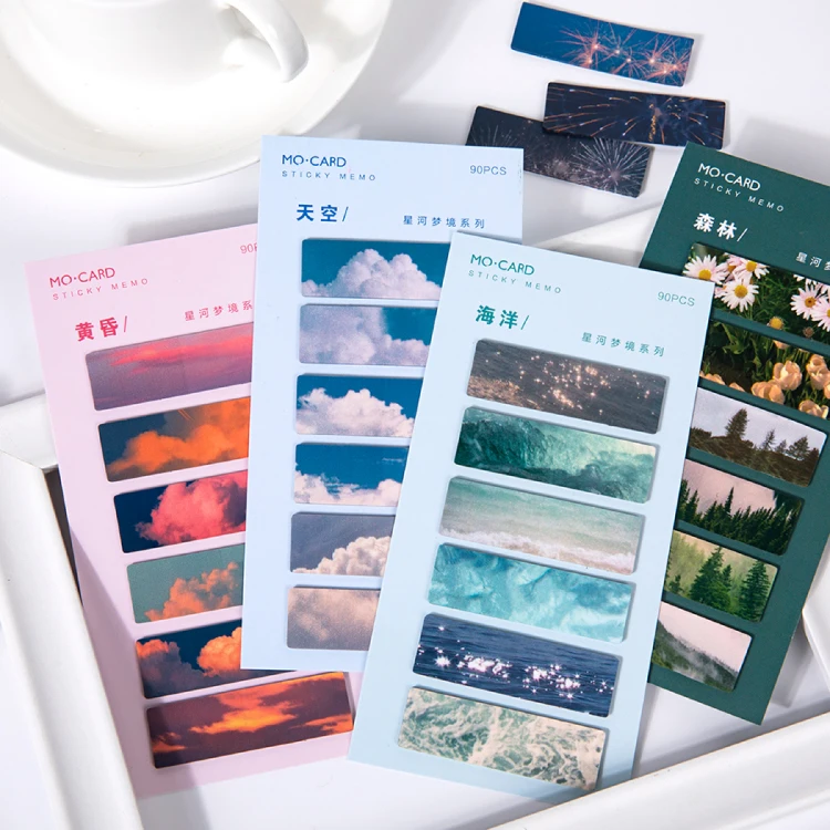 Galaxy Dream Series index Sticky Notes Memo Pad Diary Stationary Flakes Scrapbook Decorative Cute Moon Forest N Times Sticky