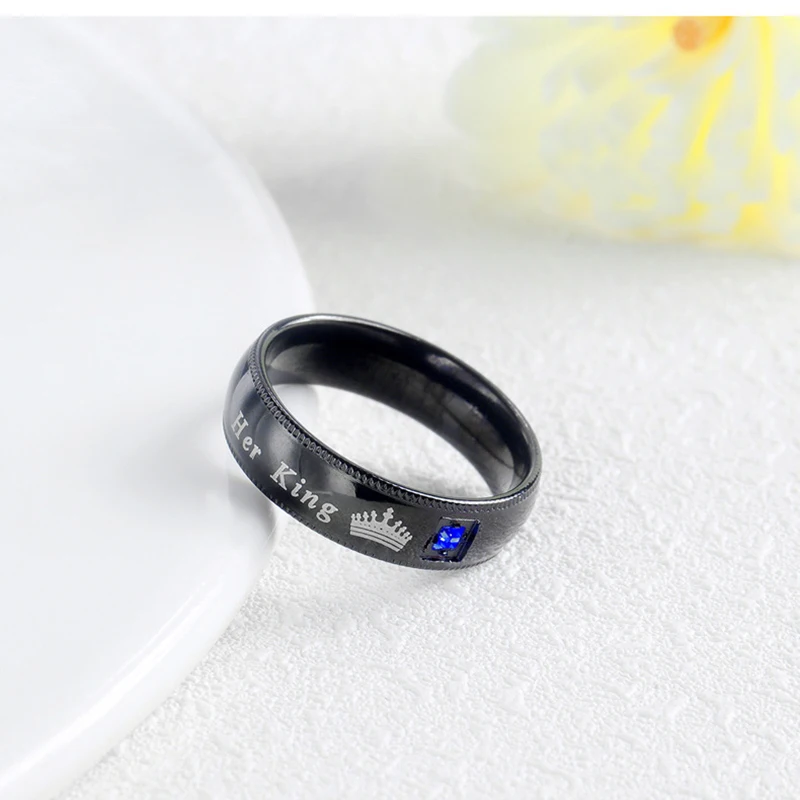 Fashion Couple Rings Her King His Queen Statement Rings Fashion AAA Zircon Crown Ring Romantic Anniversary Wedding Band Ring