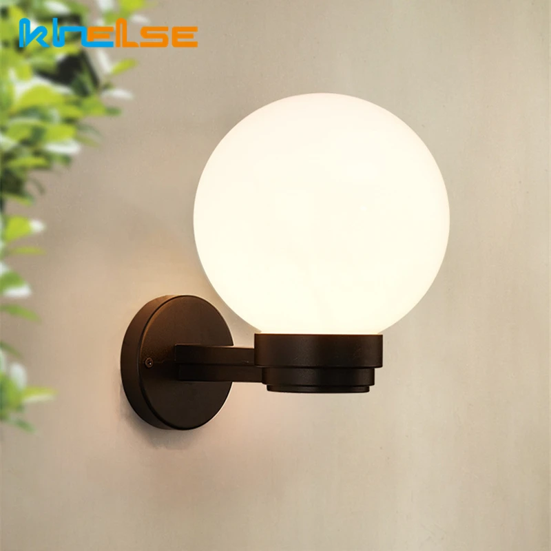 Modern LED Globe Wall Lamp 15W Outdoor Waterproof Garden Wall Mount Sconces Balcony Yard Ailse Stair Exterior Wall Light Fixture
