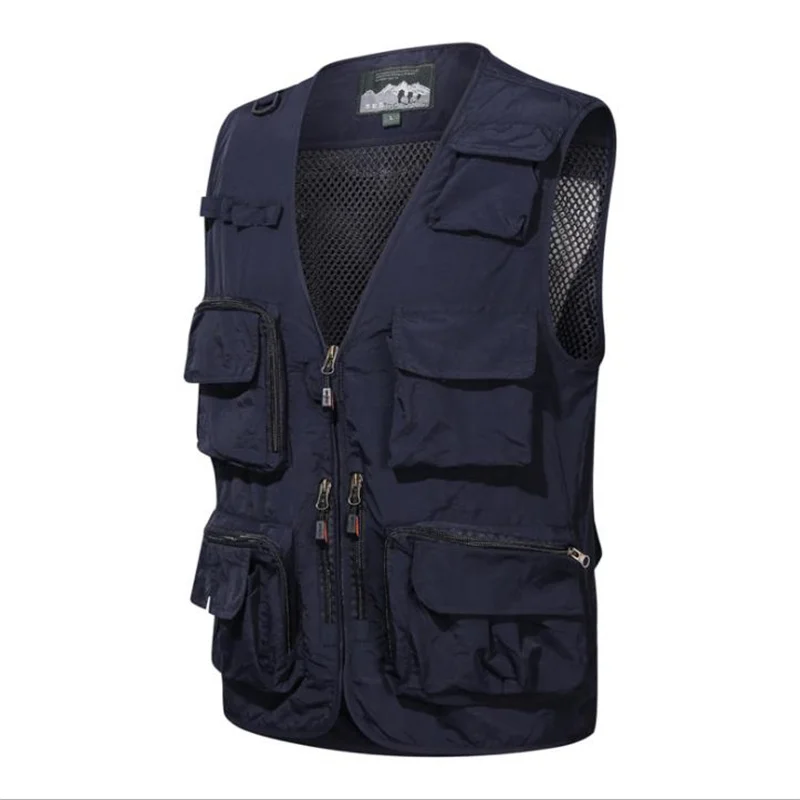 2021 Autumn Sleeveless Vest Men Jacket Breathable Outdoor Quick Dry Cargo Vest Many Pockets Reporter Photographer Waistcoat