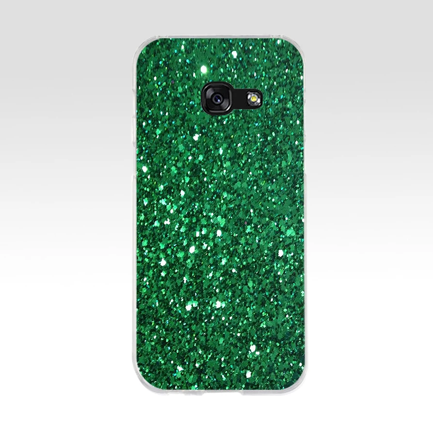 321FG Beautiful Emerald Green glitter Soft Silicone Tpu Cover phone Case for Samsung a3 2016 a5 2017 a6 plus a7 a8 2018 s6 7 8 9