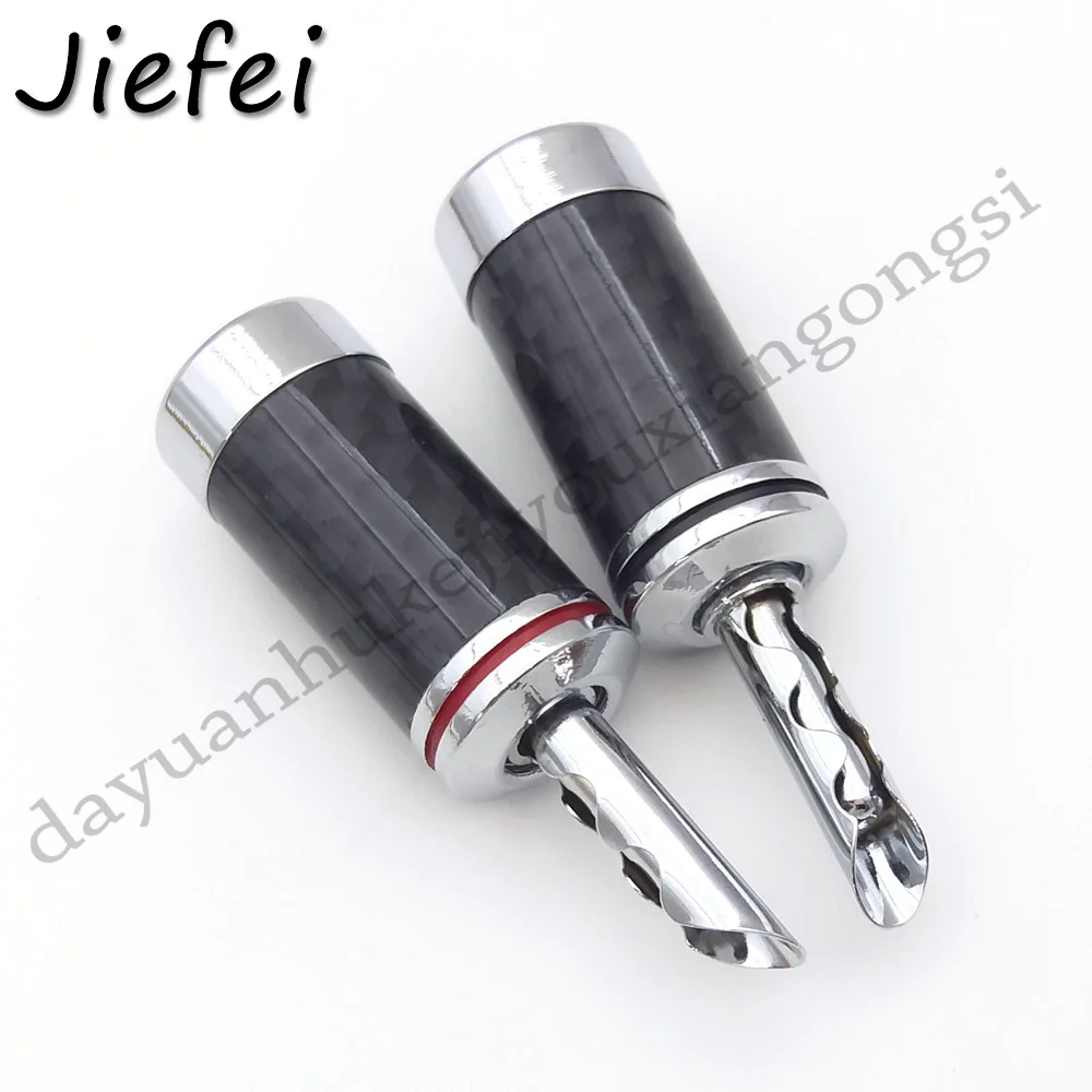 

6-100Pcs New High Quality Hifi BFA Rhodium plated banana plug Carbon fiber audio speaker cable banana plug socket jack connector