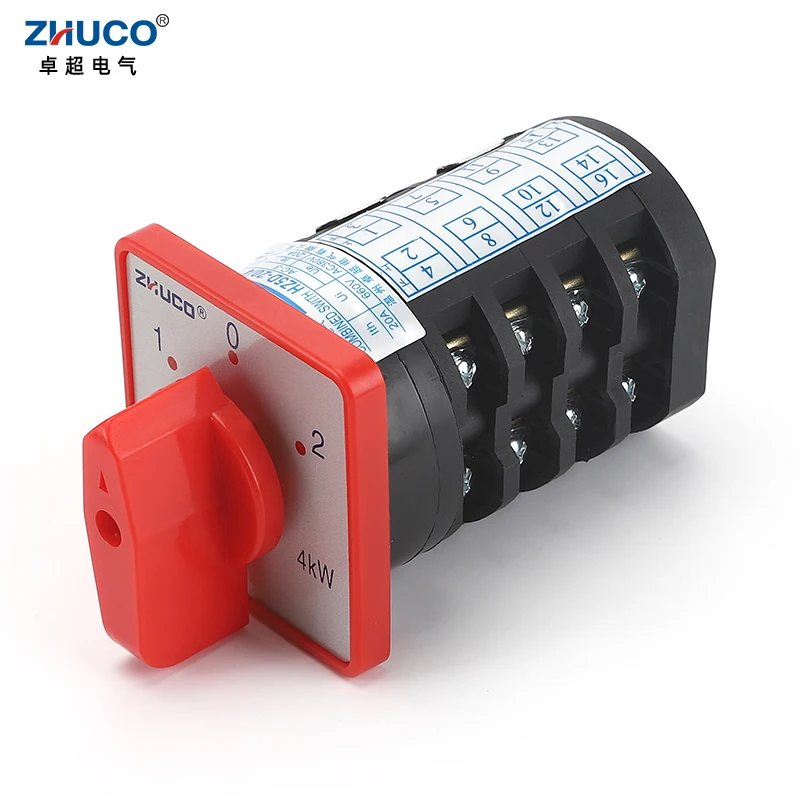 ZHUCO HZ5D-20/4 M07 M08 20A 4Kw 3 Positions 4 Poles Cam Switch For Two-Speed Motor And Star-Delta Starting Combination Switch