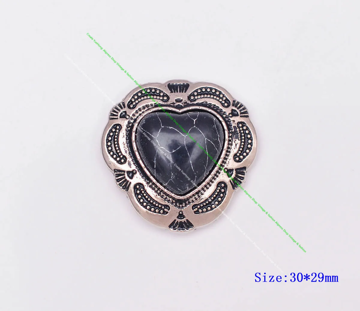 10X Silber Indische Blume Kunst Echt Grün Liebe Herz Türkis Leathercraft Haar Zubehör Nähen Schaft Taste Concho Verschluss – Detail 25