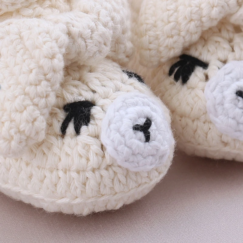 Cartoon Handmade Crochet Knitted Baby Shoes kawaii Bow Baby Girls Booties Non-slip Baby Boys First Walking Crib Shoes Sneakers