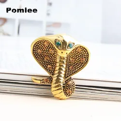Pomlee 2 Colors Rhinestone Cobra Brooch Women And Men Unisex Snake Brooches Animal Pin Winter Design Jewelry Good Gift