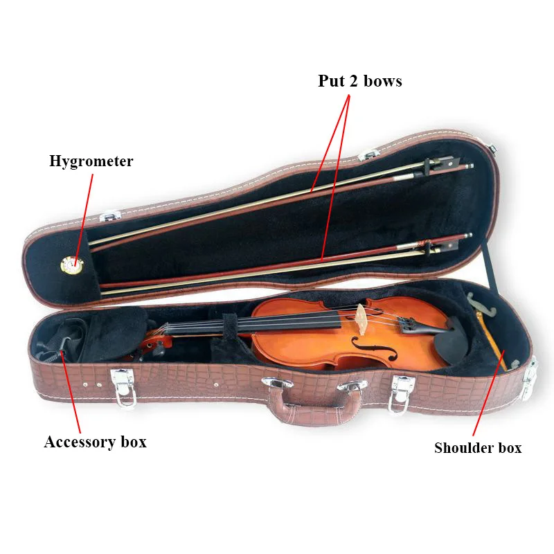 Fast Arrival Durable Wooden 4/4 Violin case Violin Box Triangle Hard Box With Hygrometer Violin Accessary Fiddle Case