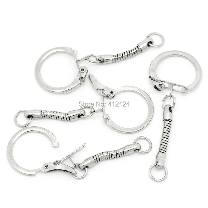 

150Pcs Wholesales Hot New DIY Key Chain Silver Tone Keychains For Men Keyrings Snake Chain Charms Jewelry Findings 6x2.2cm