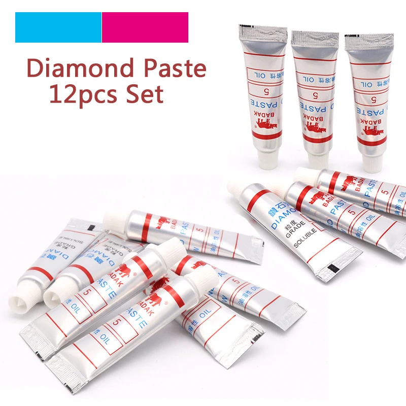 12 sztuk W0.5 ~40 diamentowa pasta ścierna do polerowania strzykawki szlifowanie polerowanie pasta docierająca Micron szklane narzędzia metalowe