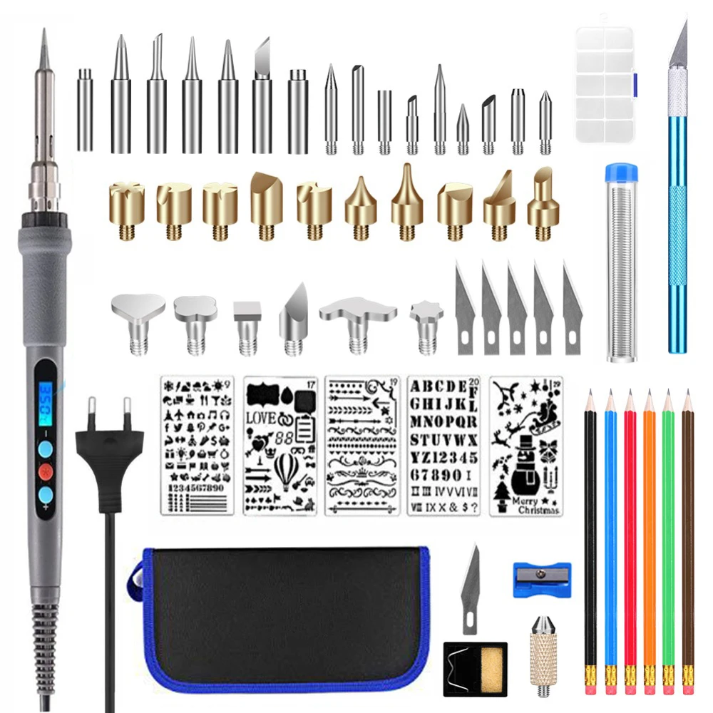 220v60w LCD temperature control adjustable soldering iron wood engraving pencil set engraving and welding engraving template