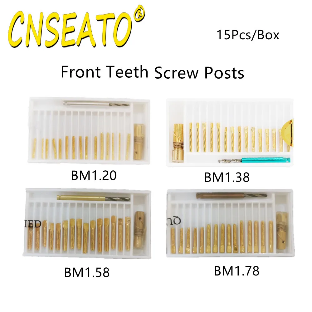 15Pcs Dental Screw Posts Kits Gold Plated Link Pins Refills Anterior Posterior Teeth Dentistry Root Canal Nail Dentist Materials