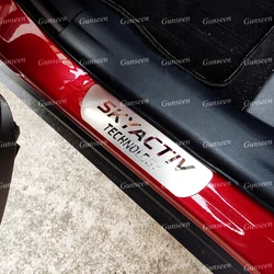 Protector de umbral de puerta para coche, accesorios para Mazda 2, 3, 6, CX30, CX5, CX9, CX8, placa de desgaste de Pedal de acero, pegatina de estilo