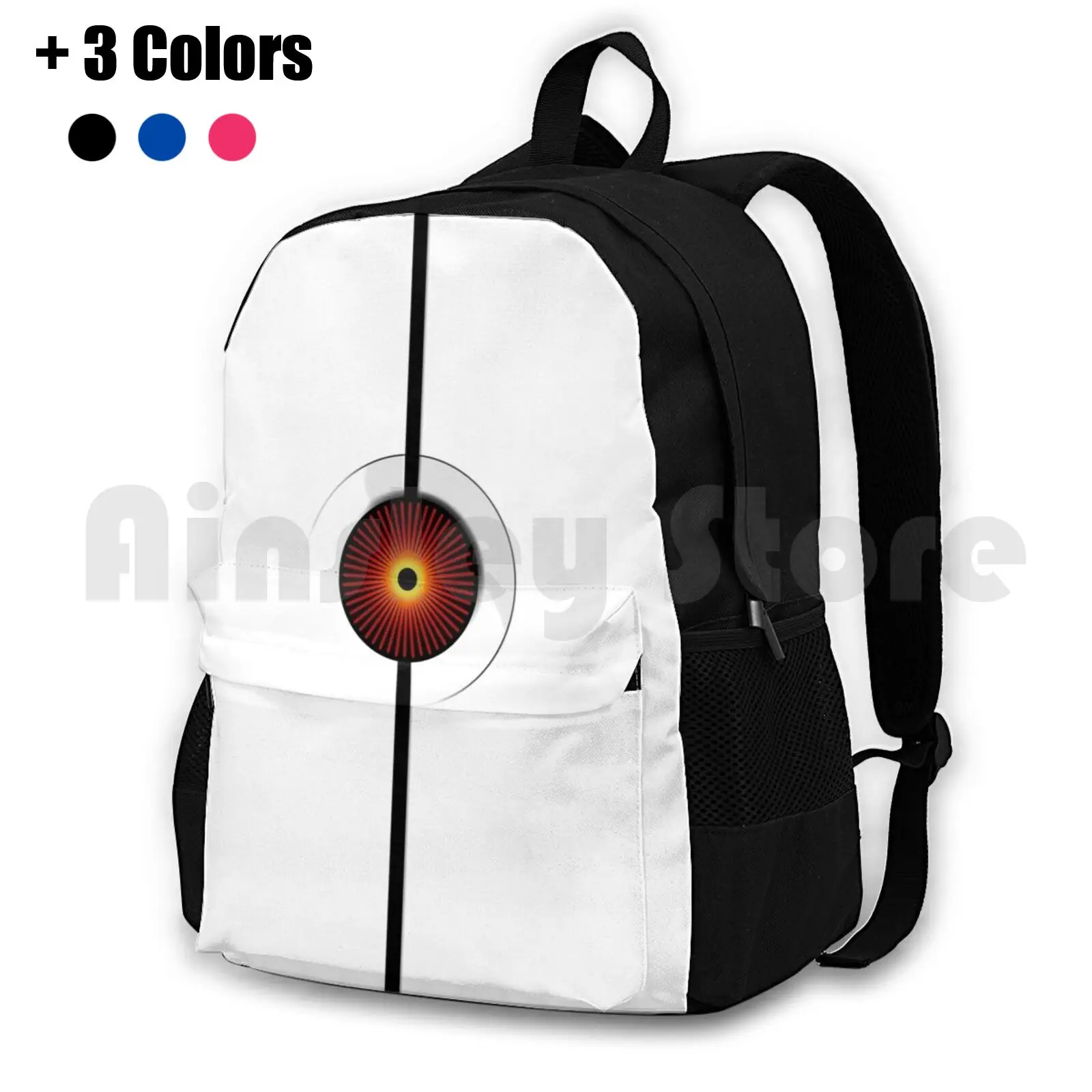 Portal Turret Outdoor Hiking Backpack Riding Climbing Sports Bag Portal Portalturret Turret Guns Bullets Eye Red White 2 Portal