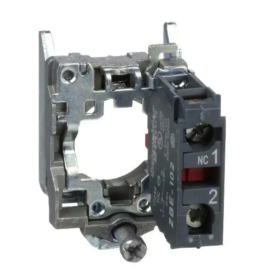 ZB4BZ102 Single contact block with body/fixing collar, metal, screw clamp terminal, 1 NC