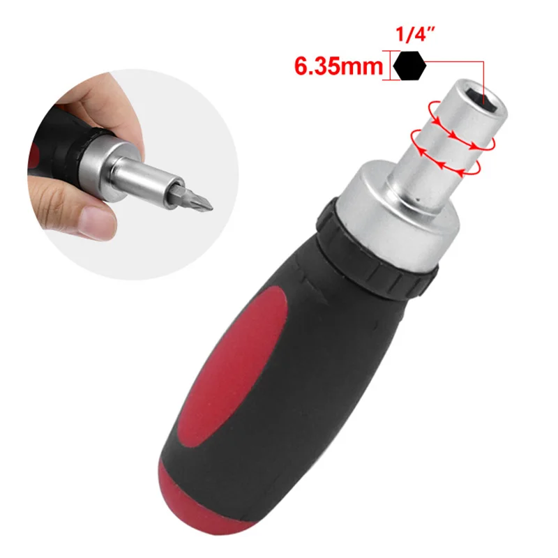 Mini 1/4 inch Double Ended Quick Socket Ratchet Wrench Rod Screwdriver Tool Bit contains 1 x Ratchet Wrench