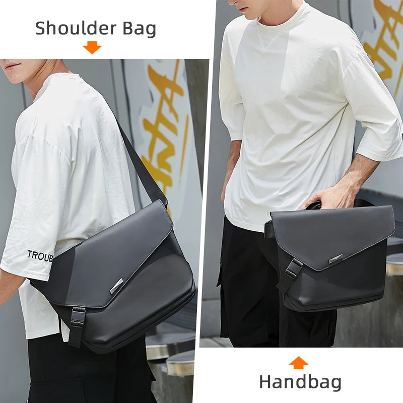 HK – sac à bandoulière pour hommes, sac à grande capacité de 13.3 pouces pour ordinateur, paquet de voyage étanche de haute qualité à la mode