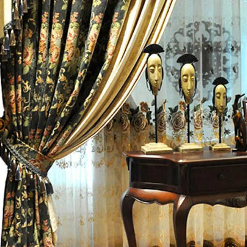 Green Curtains Embroidery Blackout Curtain for Living Room Drape Dark Green Curtain Living Rooms Bedroom Curtains Luxury Drapes