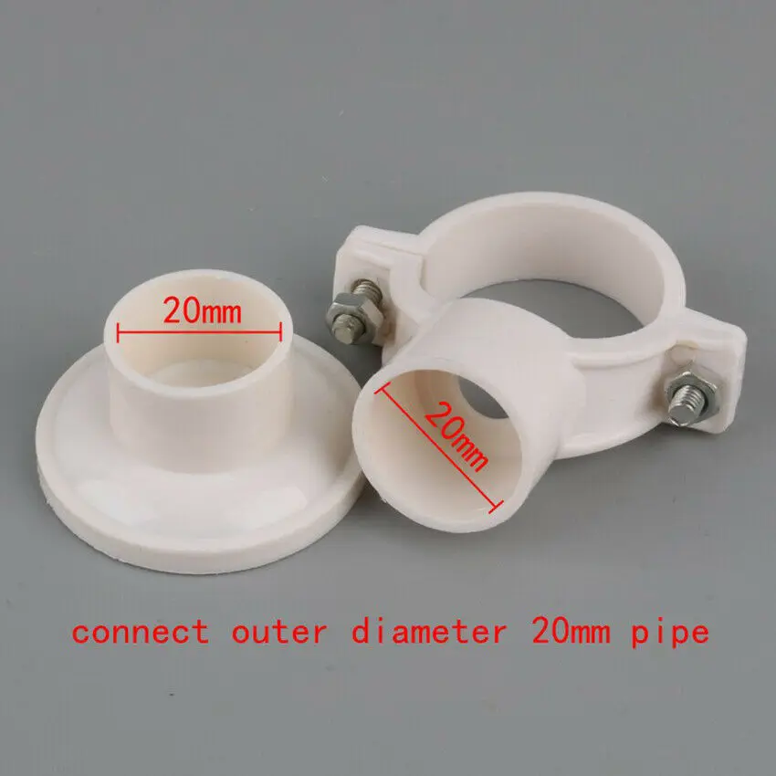 สีขาว PVC ท่อ Clamp 20,25,32,40มม.ท่อพลาสติกคลิปผู้ถือหลอด O-Type & Hook-เมตริก Solvent Weld ขยายความยาวท่อ