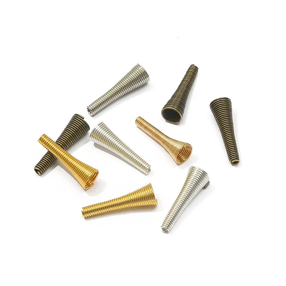 10pcs/lot Metal Spring Funnel Shape Spacer Beads Caps Beading Supplies Cone Spring Coil End caps For Jewelry Makings Accessories