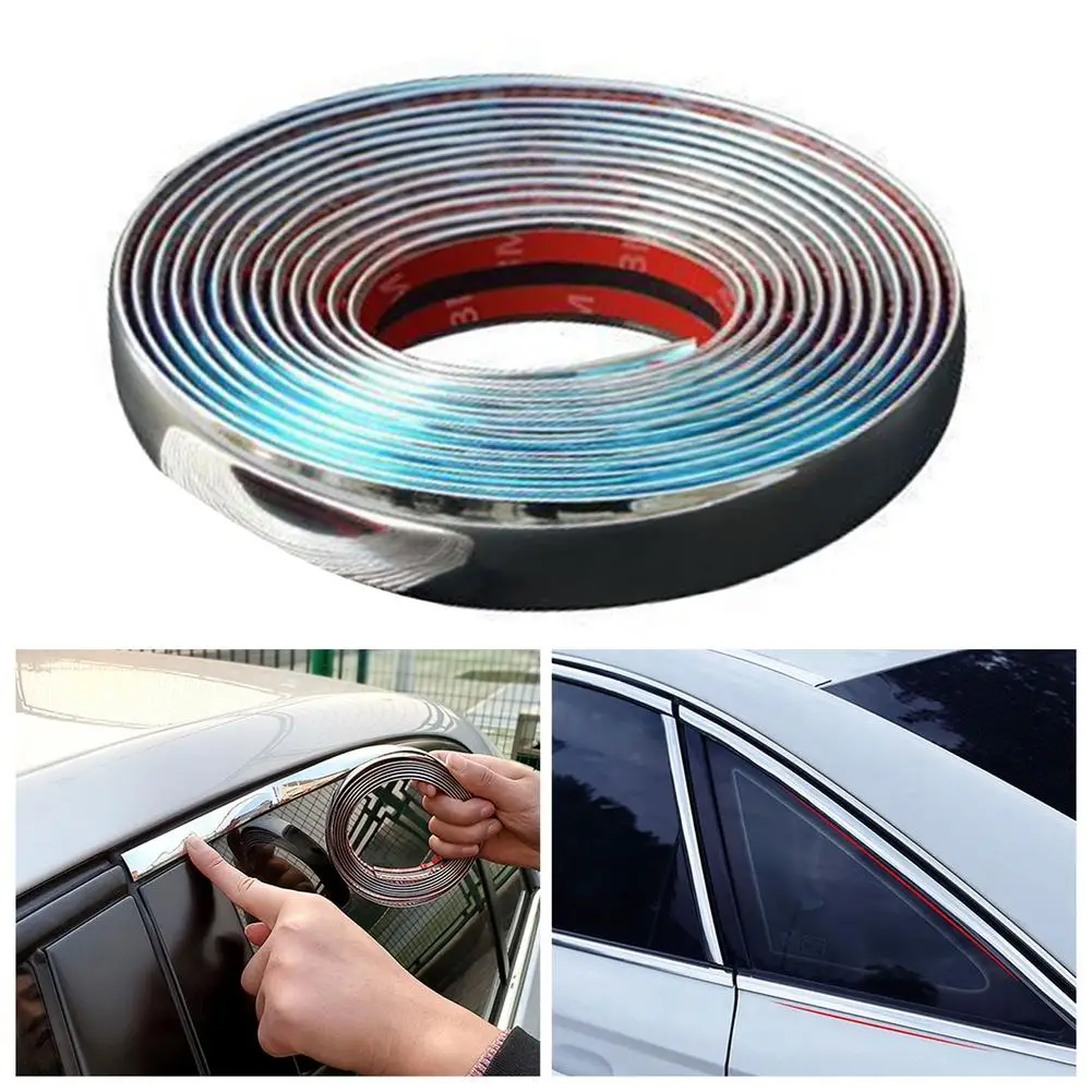 5 M Auto Chrome Moulding Trim Strip Bumper Protector Trim Tape For Window Bumper Grille Door Chrome Strip Car Sticke Accessory