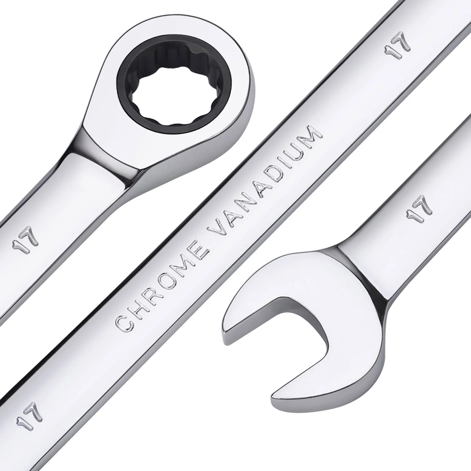 1pcs Ratchet Wrench 6-24mm Metric Chrome Vanadium Steel 12 Point Fixed Head Ratcheting Wrench with 72-Tooth Ratchet ＆ Open Head