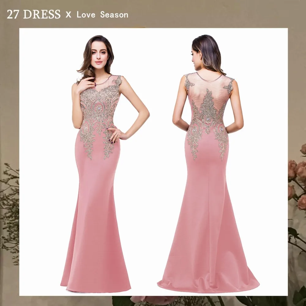 Vestido 9 Colors Lace Mermaid Bridesmaid Dress Long Stretchy Satin Elastic Appliques Embroidery Wedding Party Dress Elegant Gown