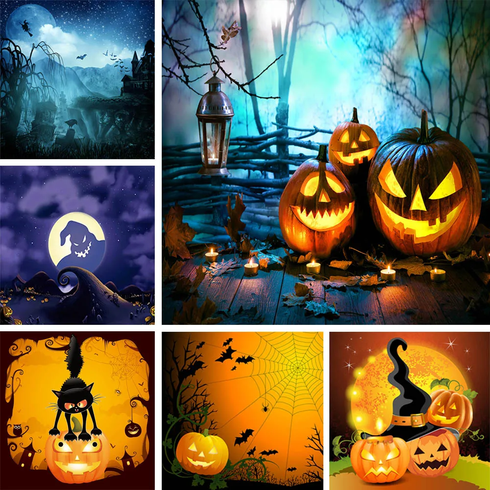 Happy Halloween photography Backdrop Evil Horrible Pumpkin Lanterns Flag Child Birthday Party Photo Studio Background Photo Prop