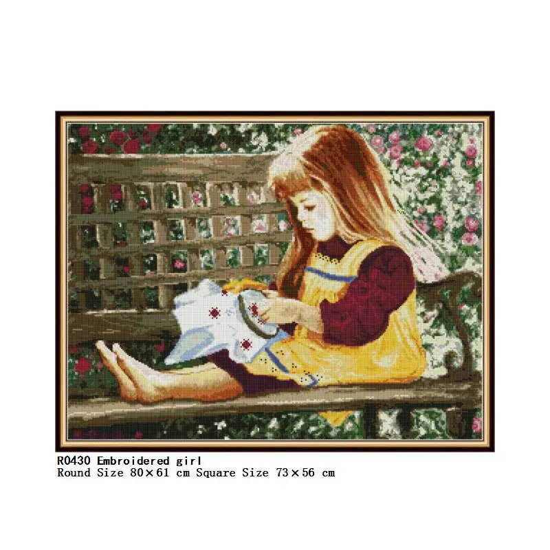 

Embroidered Girl 5D DIY Diamond Painting Embroidery Home Decor Gift landscape character Cross stitch Wall Sticker Full Drilling