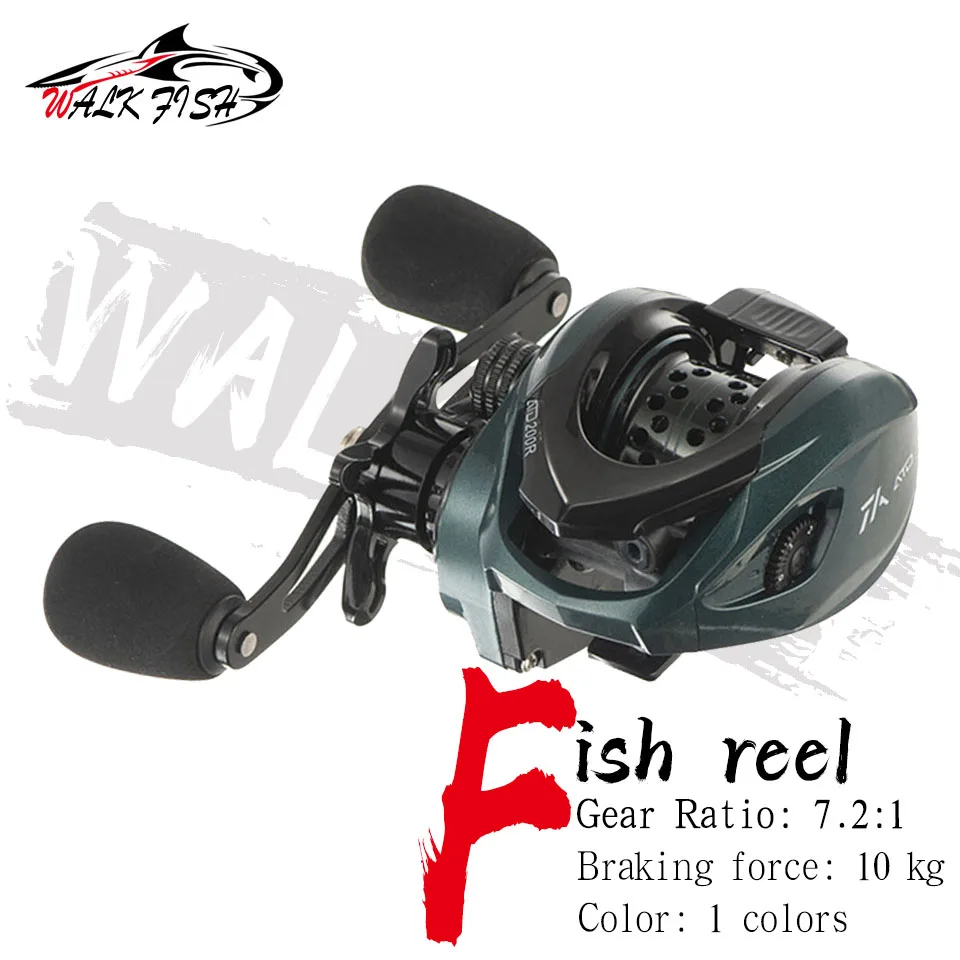 WALK FISH 22LB Fishing Reel 10KG Drag Power Ultra-Light 7.2:1 High Speed Baitcasting Reel Magnetic Brake Long Casting