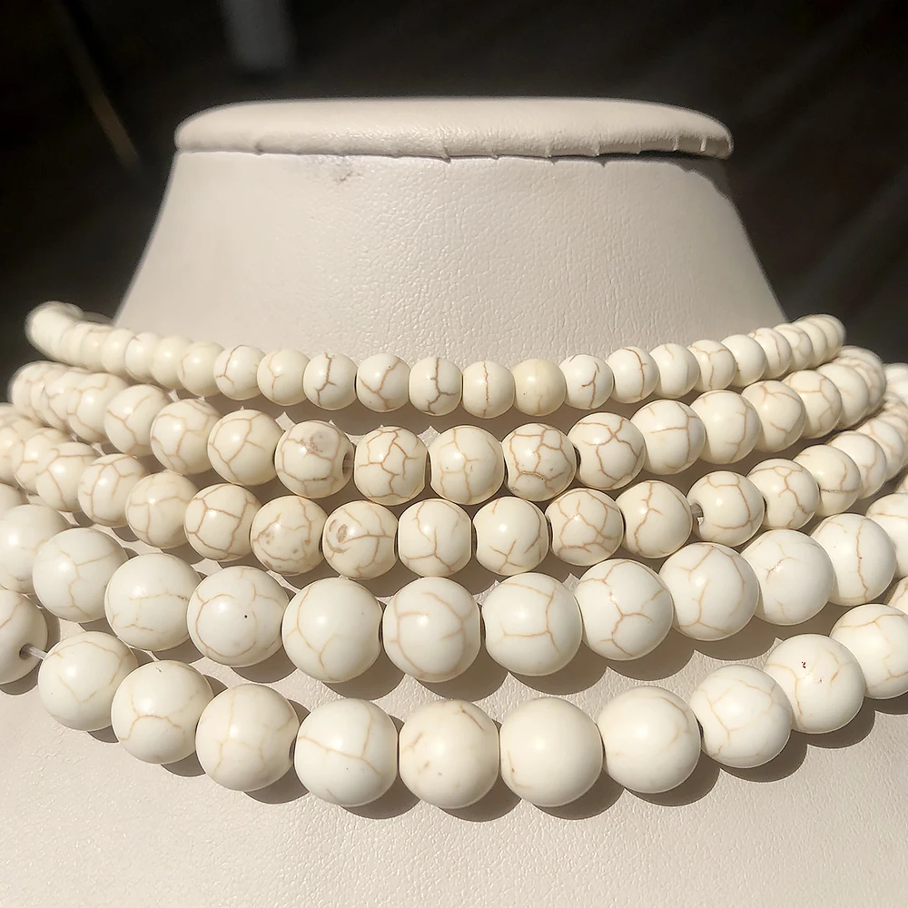 wholesale 15inch strand White Turquoises Howlite Round Beads For Jewelry Making DIY Bracelet Necklace 4/6/8/10/12mm Pick Size