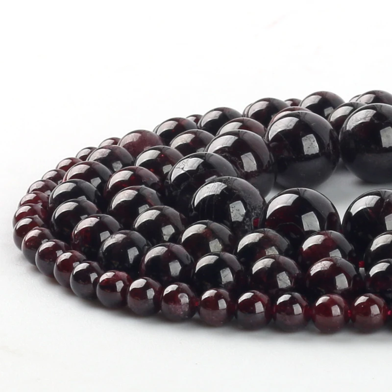 Wholesale Natural Dark Red Garnet Round Loose Stone Jewelry Beads 15.5\