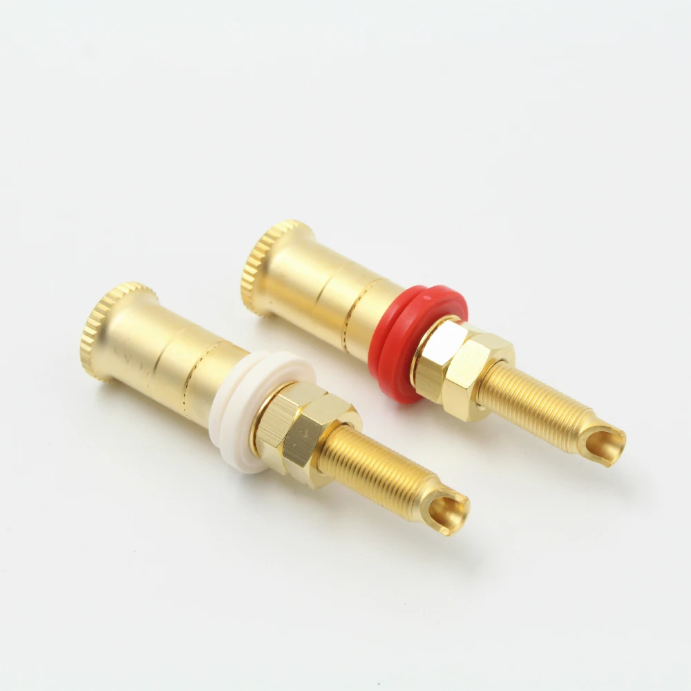 4Pcs HiFi Copper gold plated banana binding post-amplifier terminal banana jack audio adapter