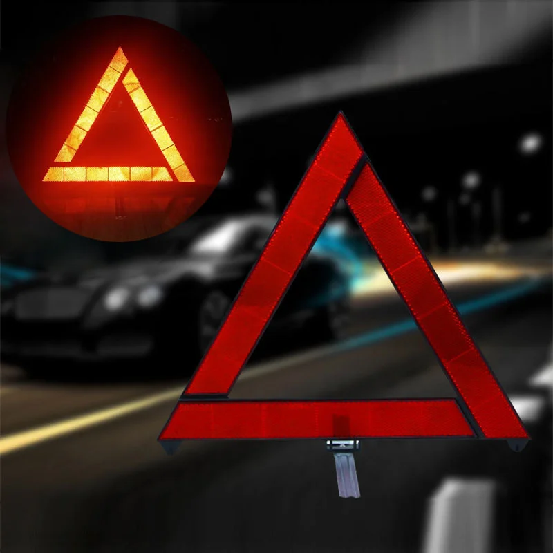 Car Emergency Breakdown Warning Triangle Red Reflective Safety Hazard Car Tripod Folded Stop Sign Reflector reflectante