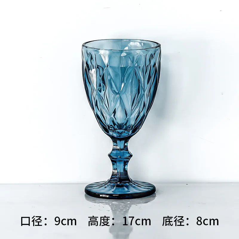 Vintage Emboss Glass Cup Machine Pressed Goblets, Color Material, Factory Wholesale, 300ml, 10oz, 1 Piece