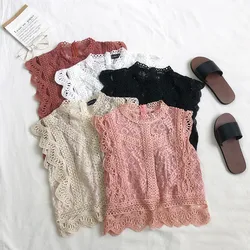 2020 New Women Summer Camis Sexy Hollow Out Floral Lace Tank All Match Pink Camis Female Casual Sleeveless Vest Short Tops A1820