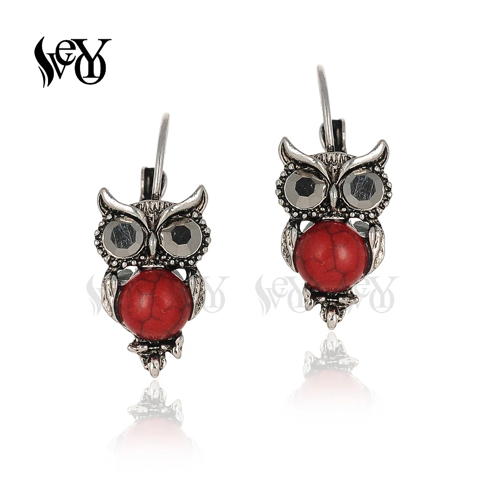 VEYO Vintage Rhinestone Drop Earrings Owl Ear clasp Earrings for Women Fashion Jewelry Gift Wholesale