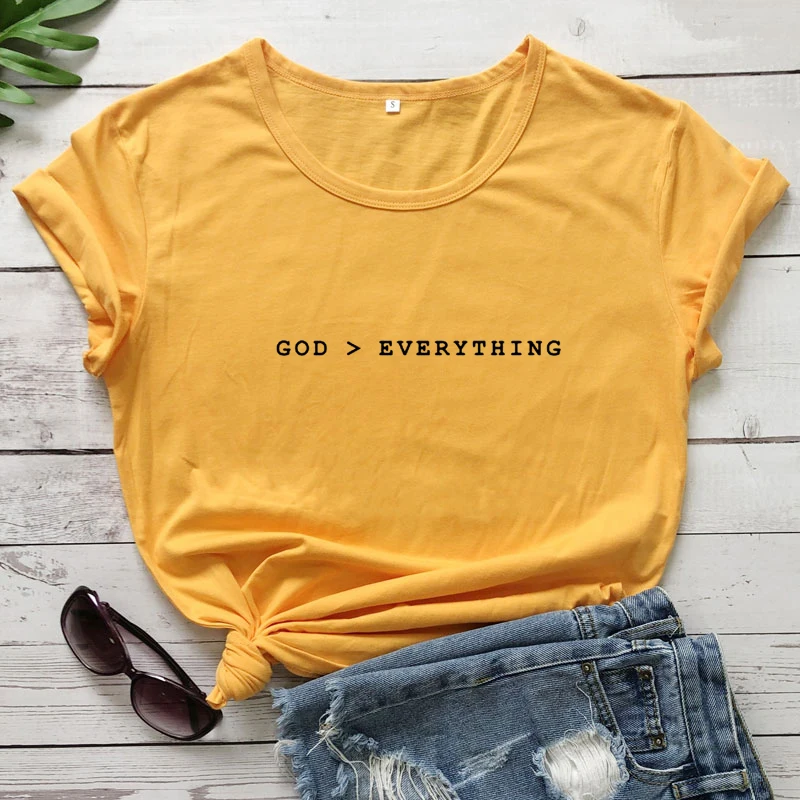 God Over Everything T-shirt Casual Women Christian Tshirt Apparel Unisex Short Sleeve Religious Jesus Faith Bible Tops Tees