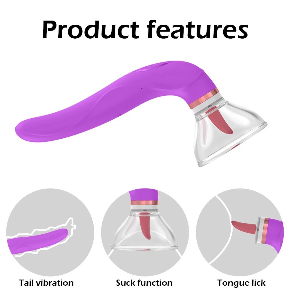 Tongue Licking Vibrator Nipple Sucker Clitoris Stimulator Labia Breast Inhale Enlarge Massage Vacuum Cup Pump Sex Toys for Women